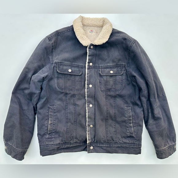 Faherty Timberline Organic Cotton Primaloft Trucker Jean Jacket Washed Sherpa, L - Picture 4 of 13